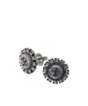 Tory Burch Double-t Crystal Earrings In Gray