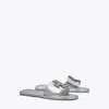 Tory Burch Double T Deco Burch Slide In Silver