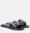 Tory Burch Double T Deco Sport Slide Sandal In Blue