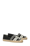 Tory Burch Double T Espadrille Flat In Nero/light Alabaster