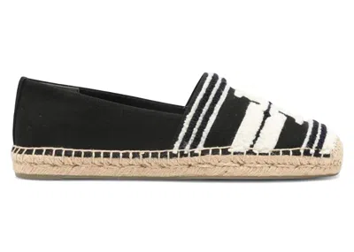 Pre-owned Tory Burch Double T Espadrille (women's) Sneakers In Nero/light Alabaster