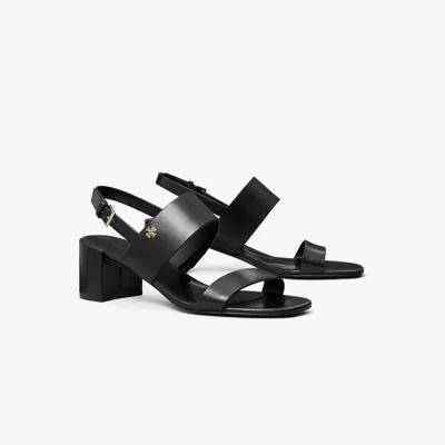 Tory Burch Double T Heeled Sandal In Black