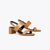 Tory Burch Double T Heeled Sandal In Multi