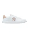 Tory Burch Double T Howell Low-top Leather Sneakers In Titanium_white_/_shell_pink