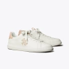 Tory Burch Double T Howell Low-top Leather Sneakers In Titanium White/shell Pink