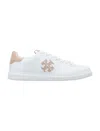 Tory Burch Double T Howell Low-top Leather Sneakers In Titanium White / Shell Pink