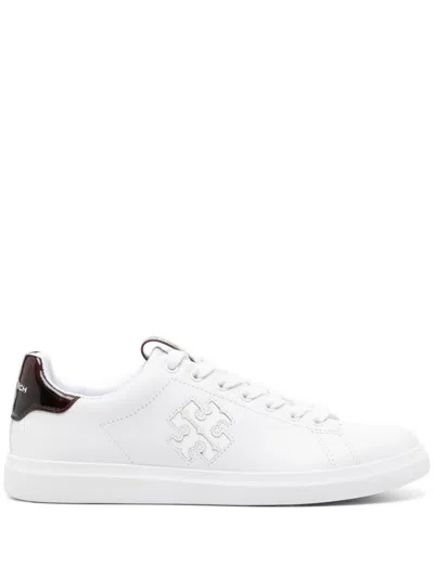 Tory Burch Double T Howell Lace-up Sneakers In White