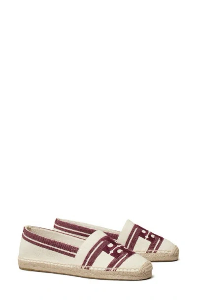 Tory Burch Double T Jacquard Espadrille In Ash White/vino