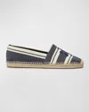 Tory Burch Logo Jacquard Espadrille Flat In Blue Chiaro/ash White
