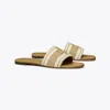 Tory Burch Double T Jacquard Slide In Cammello/ash White