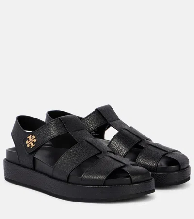 TORY BURCH DOUBLE T LEATHER FISHERMAN SANDALS