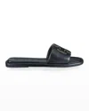 Tory Burch Ines Logo-patch Slides In Perfect Black  Gold