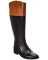 Tory Burch Bicolor Leather Double T Riding Boots In Black