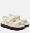 Tory Burch Pave Geo Bombe Miller Low Heel Sandal Shoes In White