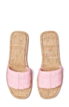 Tory Burch Double-t Leather Sport Slide Sandal In Petunia/natural