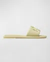 Tory Burch Double T Leather Sport Slide Sandals In Olive Sprig