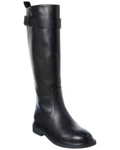 Tory Burch Double T Leather Utility Boot In Black