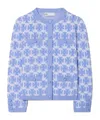 Tory Burch Double T-monogram Knit Cardigan In Blue