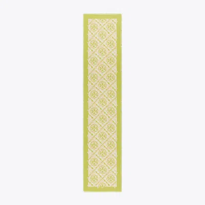 Tory Burch Double T Monogram Oblong Scarf In Green
