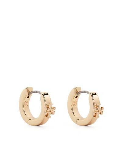Tory Burch Double T-motif Polished Earrings In Oro