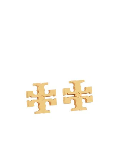 Tory Burch Double T-motif Polished Earrings In Yellow