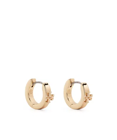 Tory Burch Double T-motif Polished Earrings In Oro