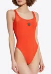 Tory Burch Double T Patch One-piece Swimsuit In Red