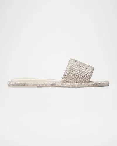 Tory Burch Double T Pave Leather Slide Sandals In Multi