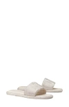 Tory Burch Double T Pavé Slide Sandal In White