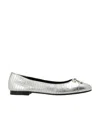 Tory Burch Gap-toe Metallic Leather Ballet Flats In White