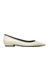 Tory Burch Double T Pointed-toe Flats In White