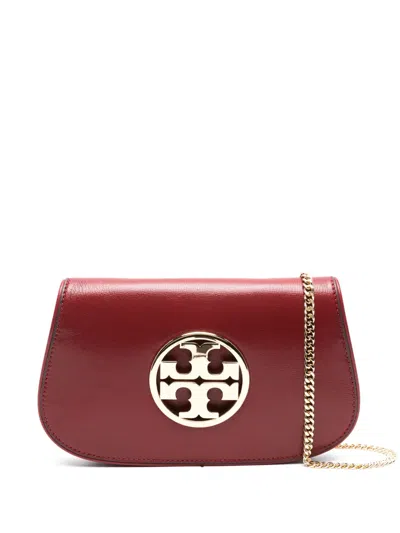 Tory Burch Double T-plaque Leather Shoulder Bag In Brown