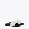 Tory Burch Double T Pool Slides In Bianco/nero