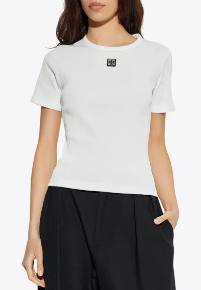 Tory Burch Double T Ribbed T-shirt In White