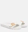 Tory Burch Slide Sandals With Metallic Buckle Accent