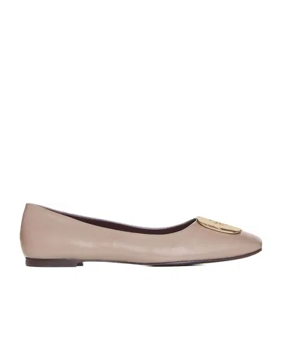 Tory Burch Double-t Slip-on Ballerina Shoes In Nude