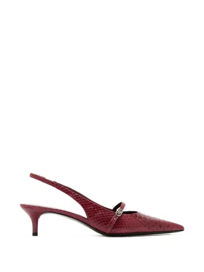 Tory Burch Double T Snakeskin-effect Pumps In Red