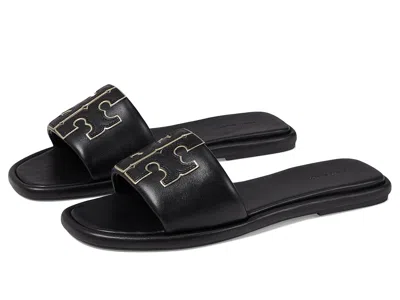 Tory Burch Double T Sport Slide Sandals In Black