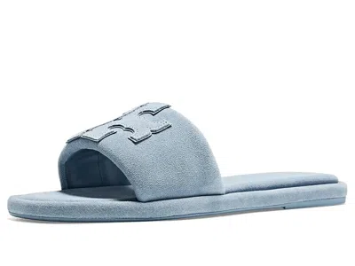 Tory Burch Double T Sport Slides Women's Sandals Dusky Blue: 9.5 M, Suede