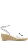 Tory Burch Ines Ankle Strap Espadrille Platform Wedge Sandal In White