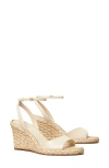 Tory Burch Women's Double T Buckled Espadrille Wedge Sandals In New Cream