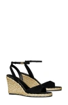 Tory Burch Raffia Wedge Sandal In Perfect Black