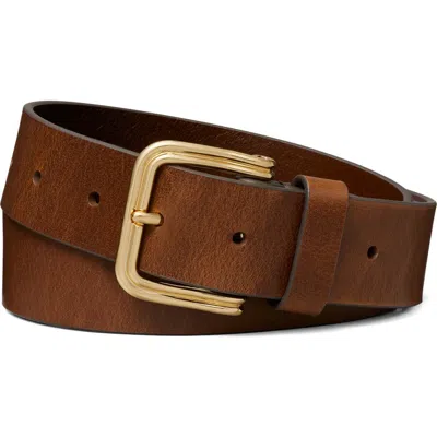 Tory Burch Double Wire Buckle Leather Belt In Brown