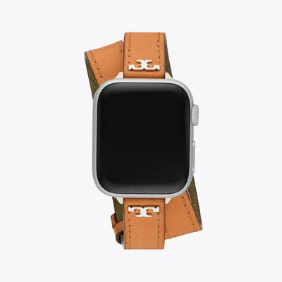 Tory Burch Double Wrap T Band For Apple Watch® In Luggage/olive