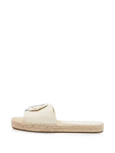 Pre-owned Tory Burch Double-t Flat Espadrilles In Neutral