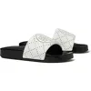 Tory Burch Double T Pool Slides In Bianco/nero