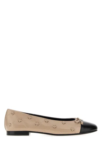 Tory Burch Dove Grey Leather Bunny Mini Ballerinas In Brown