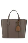 TORY BURCH DOVE GREY LEATHER PERRY SHOPPING BAG