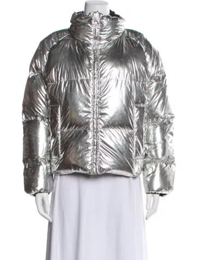 Pre-owned Tory Burch Down Jacket In Silver