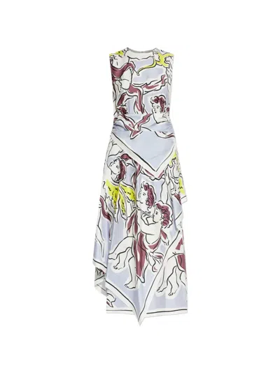 Tory Burch Draped Midi Dress In Animal Print